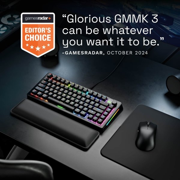 Glorious - GMMK 3 PRO 75% Wired Mechanical Linear Switch Gaming Keyboard with Hot-swappable Switches - Black
