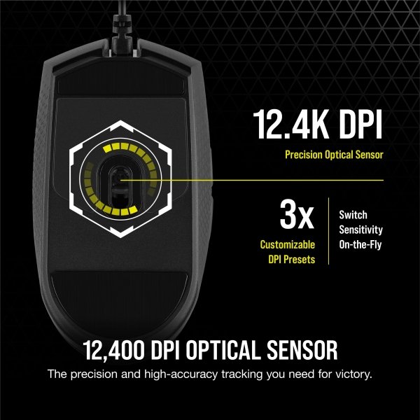 CORSAIR - KATAR PRO Ultra-Light Wired Optical Gaming Ambidextrous Mouse - Wired - Black