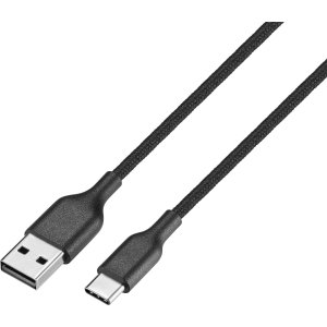 Best Buy essentials™ - 4' USB-C to USB Braided Charge-and-Sync Cable - Black