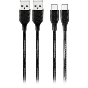 Insignia™ - 4' USB-A to USB-C Charge-and-Sync Cable (2 Pack) - Charcoal