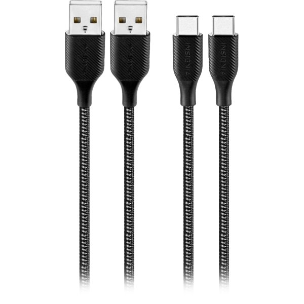 Insignia™ - 4' USB-A to USB-C Charge-and-Sync Cable (2 Pack) - Charcoal