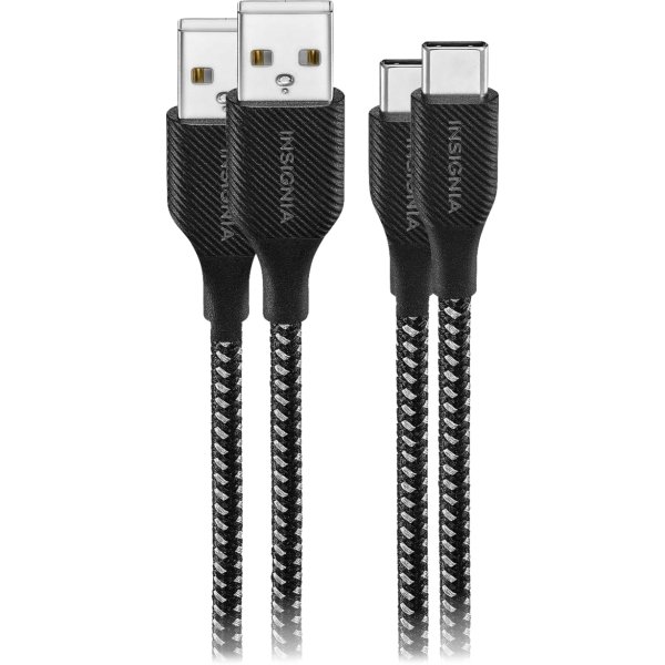 Insignia™ - 4' USB-A to USB-C Charge-and-Sync Cable (2 Pack) - Charcoal