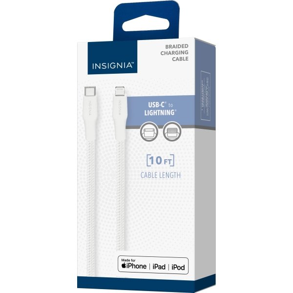 Insignia™ - 10' USB-C to Lightning Charge-and-Sync Cable - Moon Gray