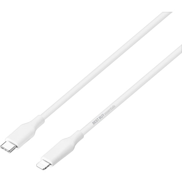 Best Buy essentials™ - 5' USB-C to Lightning Charge-and-Sync Cable - White