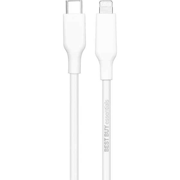 Best Buy essentials™ - 5' USB-C to Lightning Charge-and-Sync Cable - White