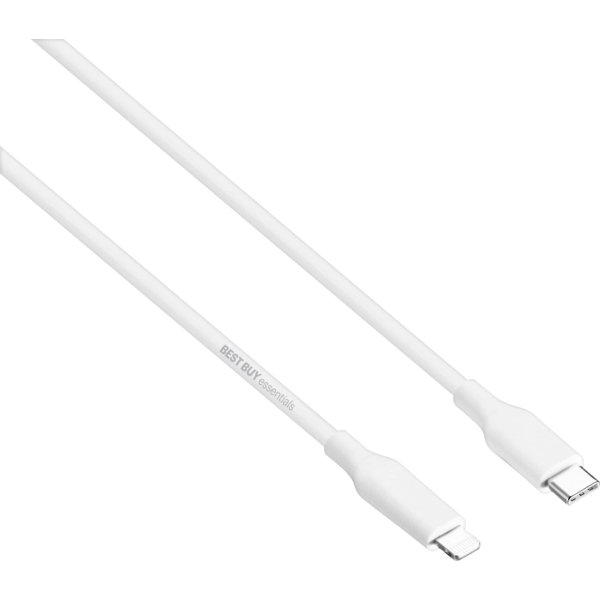 Best Buy essentials™ - 5' USB-C to Lightning Charge-and-Sync Cable - White