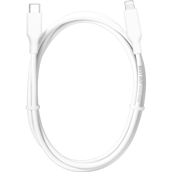 Best Buy essentials™ - 5' USB-C to Lightning Charge-and-Sync Cable - White