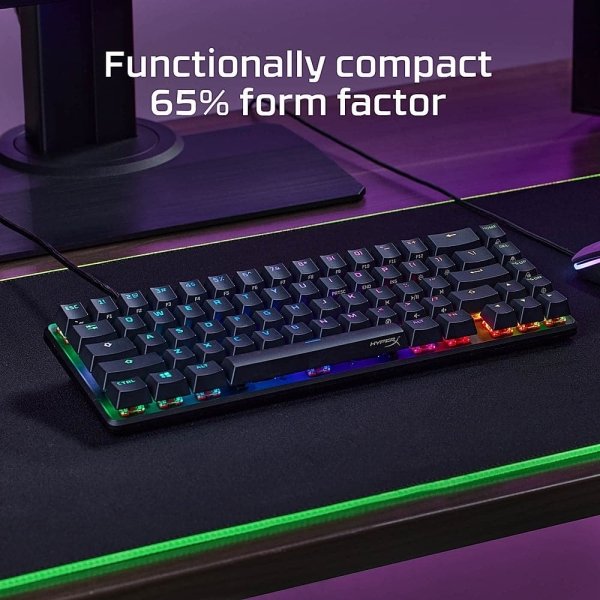 HyperX - Alloy Origins 65% Compact Wired Mechanical Red Linear Switch Gaming Keyboard with RGB Lighting - Black