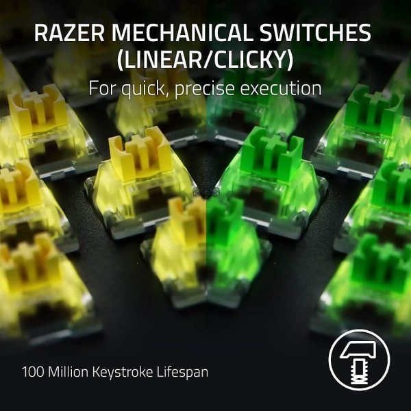 Razer - BlackWidow V4 Pro Full Size Wired Mechanical Green Clicky Switch Gaming Keyboard with Chroma RGB Backlighting - Black