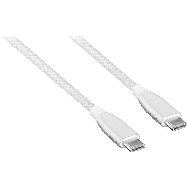 Insignia™ - 7' USB-C to USB-C Charge-and-Sync Cable with Braided Jacket - White