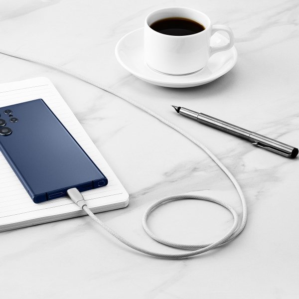 Insignia™ - 7' USB-C to USB-C Charge-and-Sync Cable with Braided Jacket - White