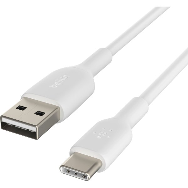 Belkin - BOOST↑CHARGE USB-C Cable 3.3ft, USB-C to USB-A Cable for iPhone 16 Series, Samsung, Pixel, iPad Pro, and More - White