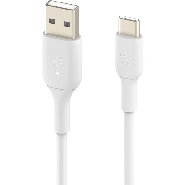 Belkin - BOOST↑CHARGE USB-C Cable 3.3ft, USB-C to USB-A Cable for iPhone 16 Series, Samsung, Pixel, iPad Pro, and More - White