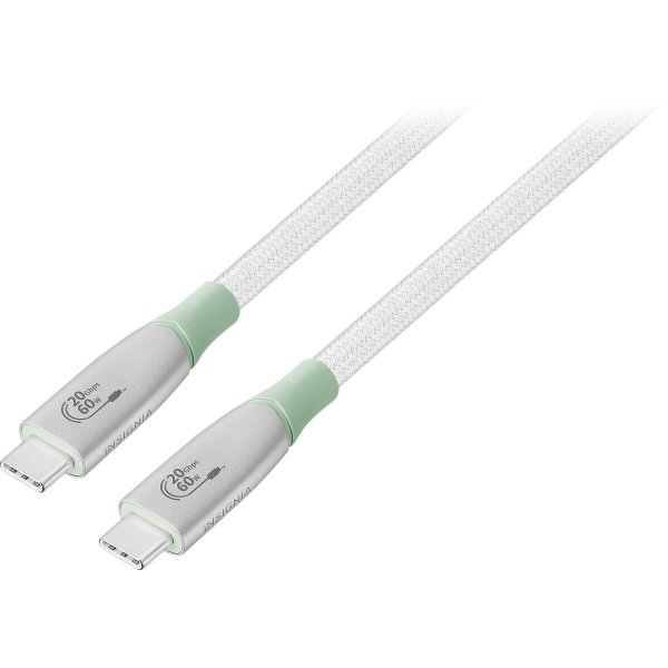 Insignia™ - 7' USB-C to USB-C Braided Charge-and-Sync Cable with High-Speed Data Transfer - White