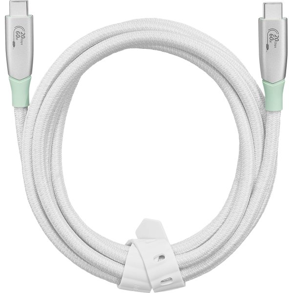 Insignia™ - 7' USB-C to USB-C Braided Charge-and-Sync Cable with High-Speed Data Transfer - White