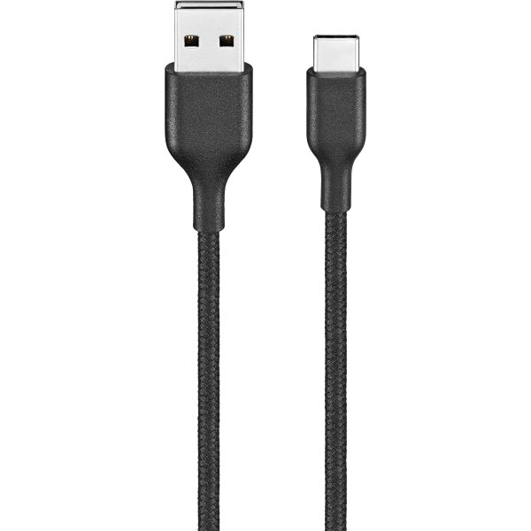 Best Buy essentials™ - 4' USB-C to USB Braided Charge-and-Sync Cable - Black