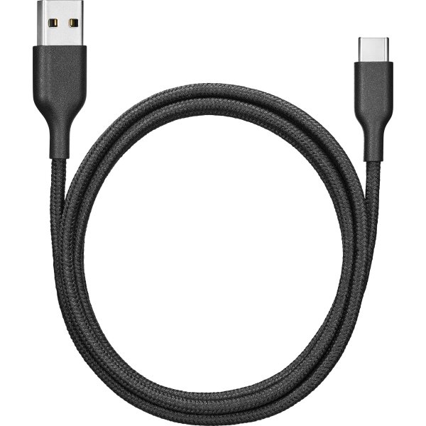 Best Buy essentials™ - 4' USB-C to USB Braided Charge-and-Sync Cable - Black