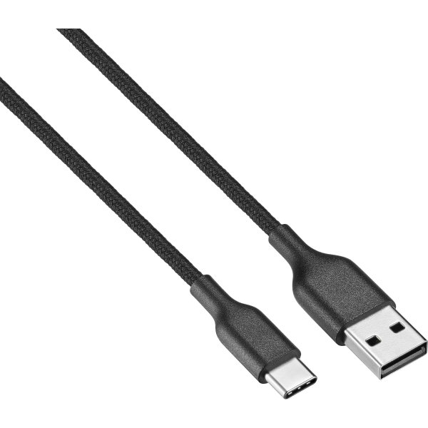 Best Buy essentials™ - 4' USB-C to USB Braided Charge-and-Sync Cable - Black