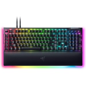 Razer - BlackWidow V4 Pro Full Size Wired Mechanical Green Clicky Switch Gaming Keyboard with Chroma RGB Backlighting - Black