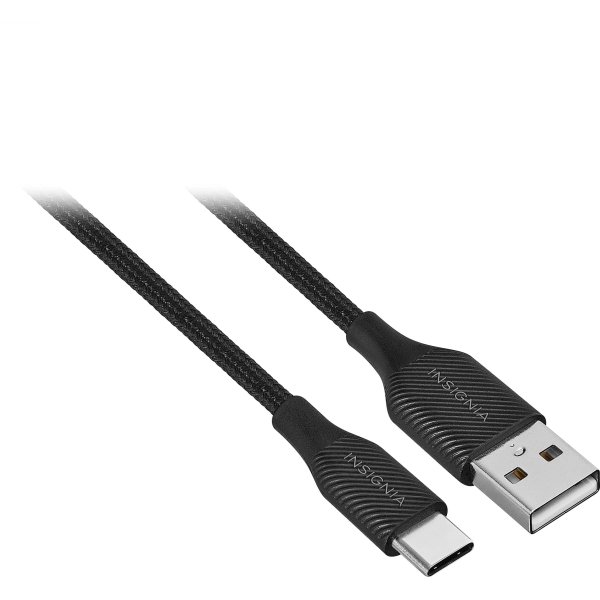 Insignia™ - 6' USB to USB-C Braided Charge-and-Sync Cables (2-Pack) - Black