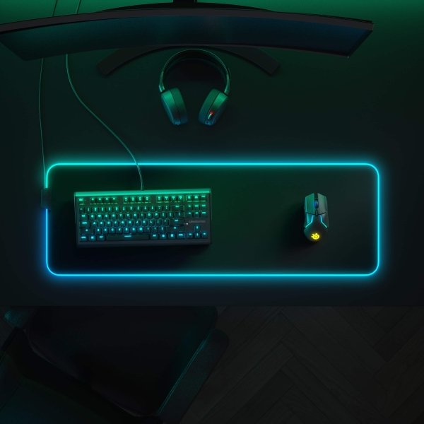SteelSeries - QcK Prism Cloth Gaming Mouse Pad with 2-Zone RGB Illumination XL - Black